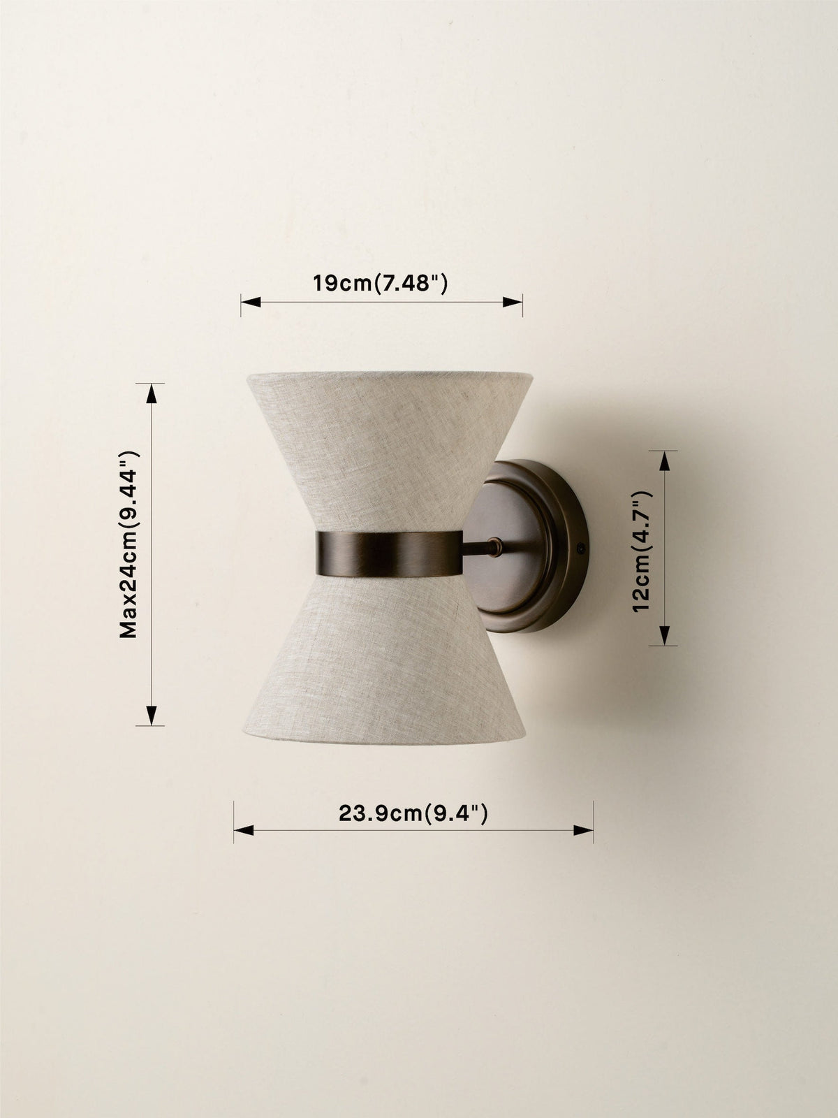 Linnen Wandlamp met Bronzen Armatuur