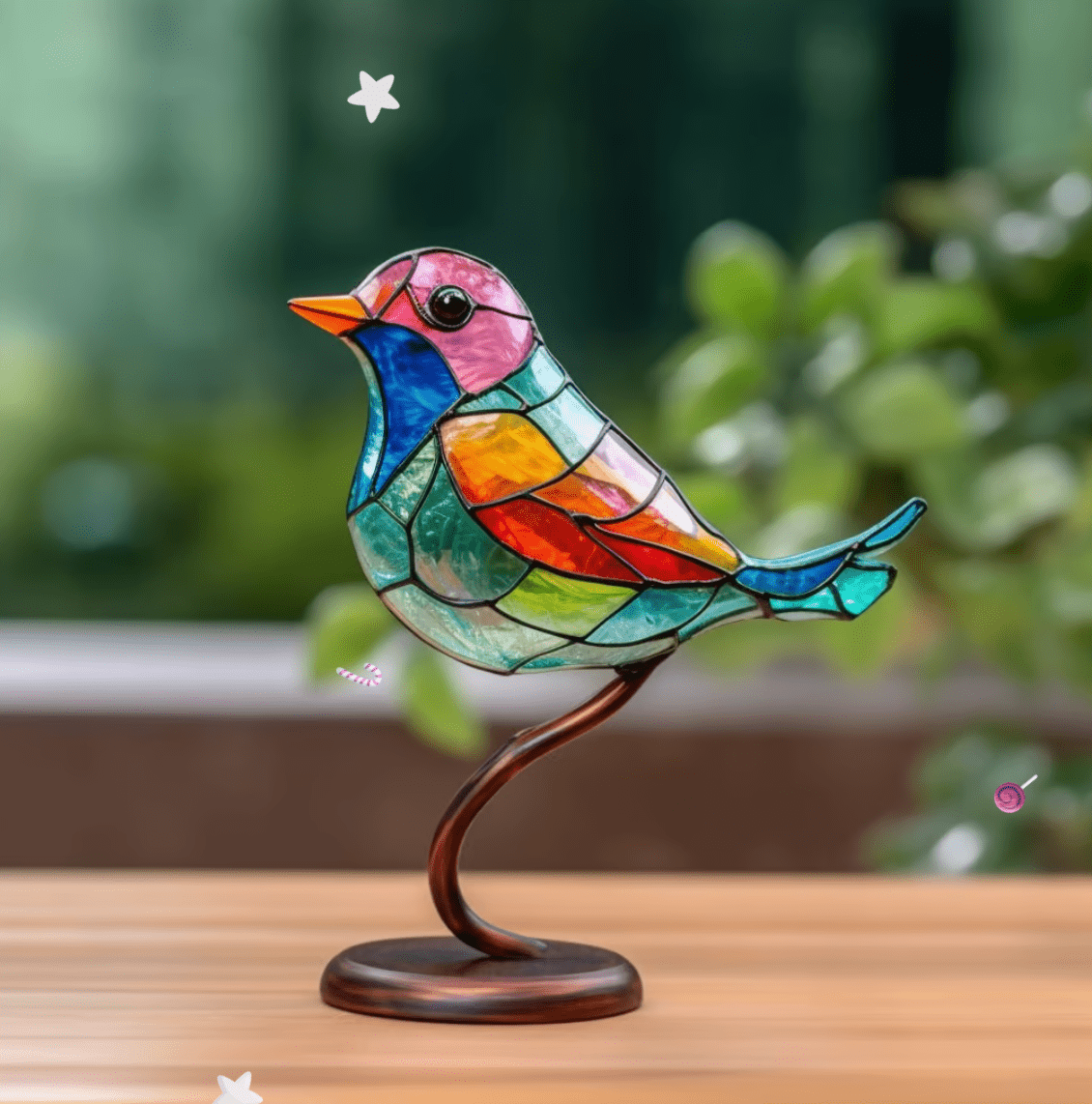VivaBirds glas-in-lood-look vogeldecoratie
