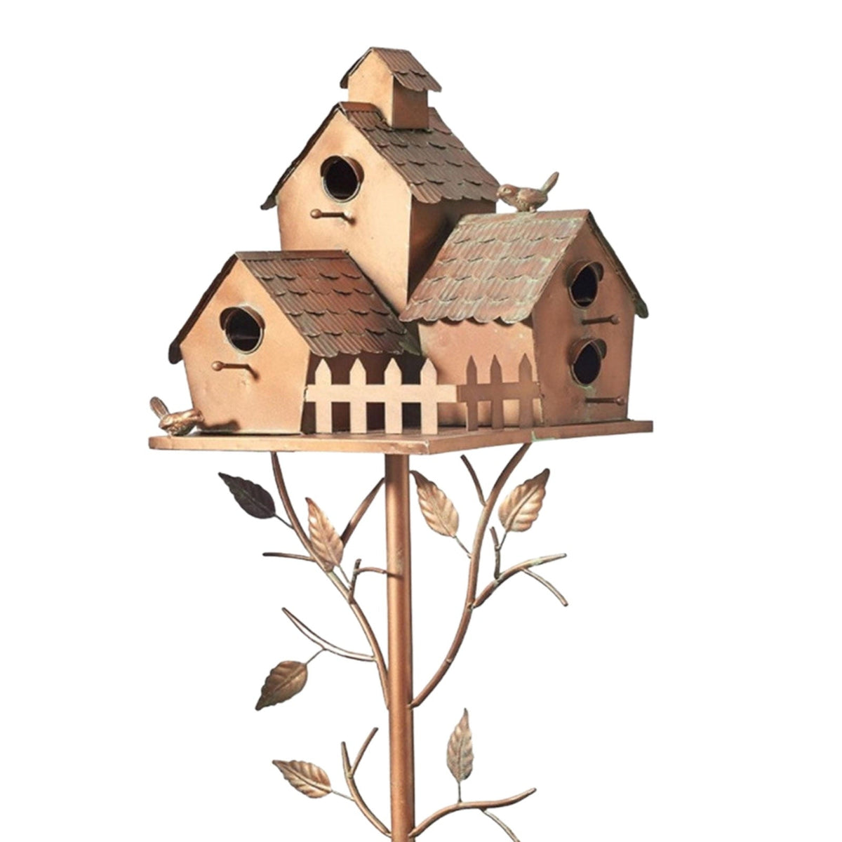 Metalen vogelhuisje met tuinsteker