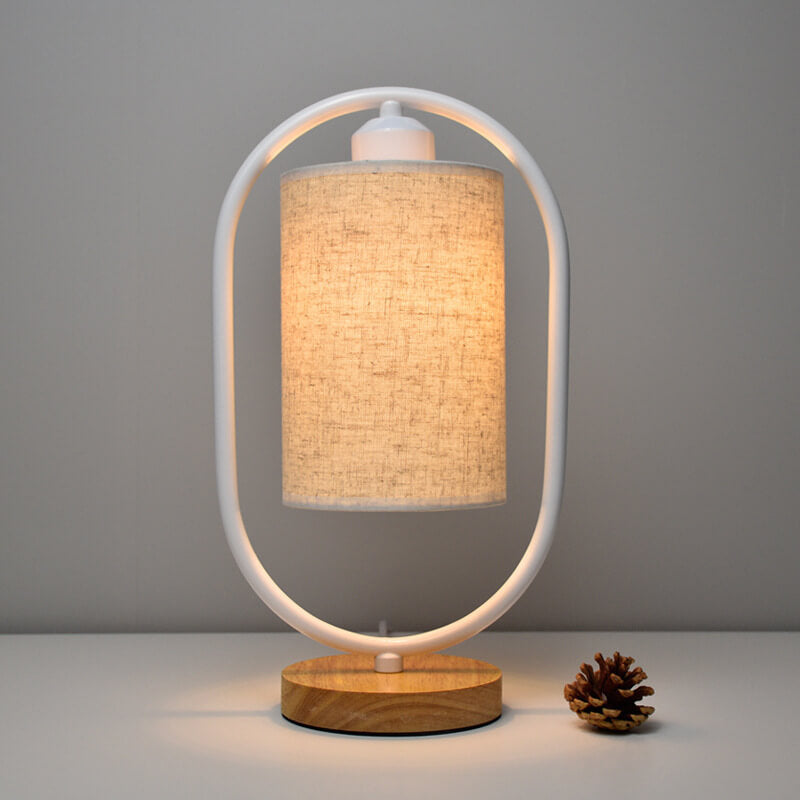 Lumio stoffen tafellamp met houten details