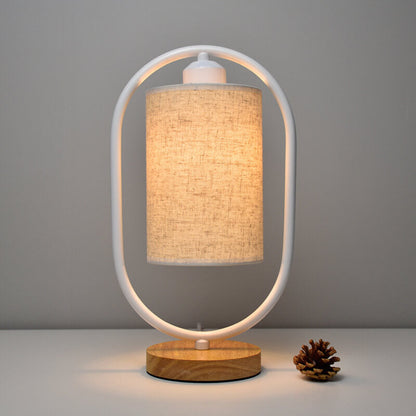 Lumio stoffen tafellamp met houten details