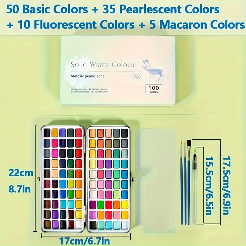 Vaste aquarelverfset in metalen doos