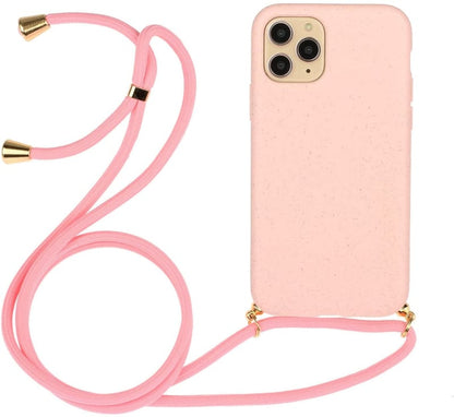 iPhone 12 Pro Max crossbody TPU hoesje met koord roze
