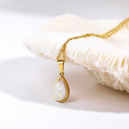 18K Opaal Druppel Hanger Ketting
