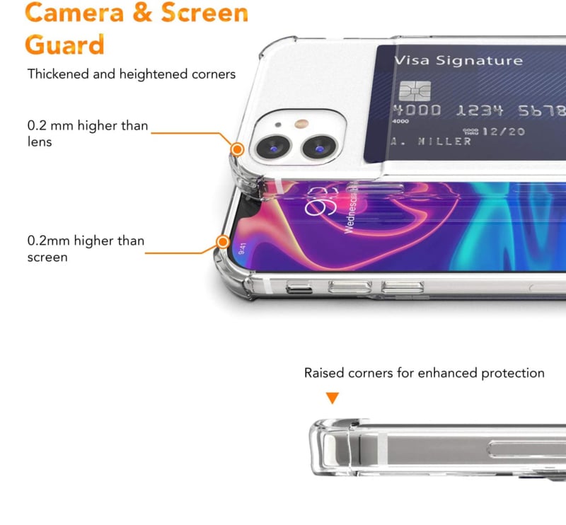 iPhone 16 Plus transparant TPU hoesje met pasjesvak