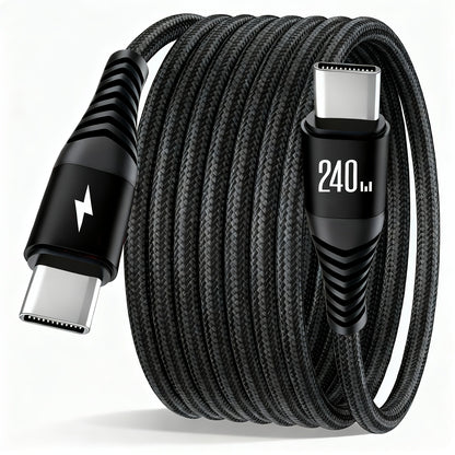 Gevlochten USB-C naar USB-C oplaadkabel 240W