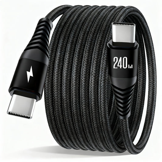 Gevlochten USB-C naar USB-C oplaadkabel 240W