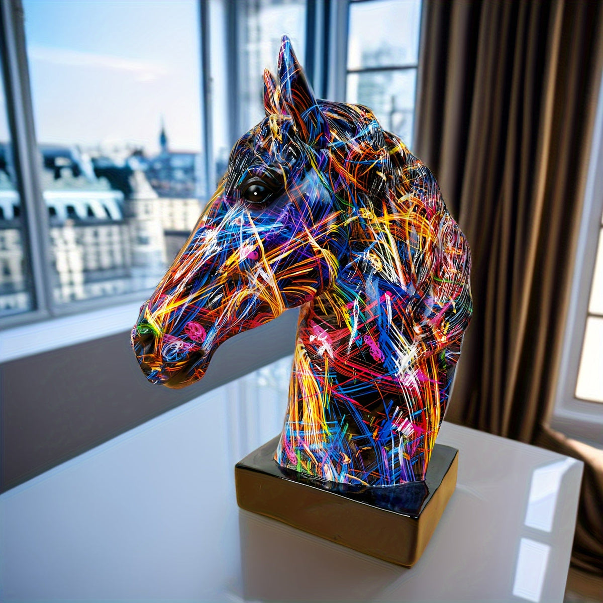 ColorBurst abstracte paardenkop sculptuur