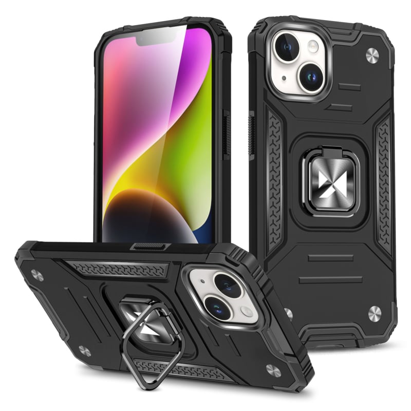 Wozinsky Ring Armor Hoesje Voor iPhone 15 Plus Zwart
