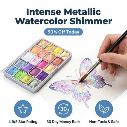 Parelmoer aquarelverfset met metallic glans