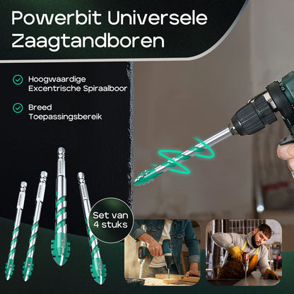 Powerbit universele zaagtandboren boorbitset