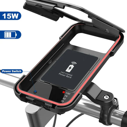 RideCharge waterdichte fiets telefoonhouder met draadloos opladen