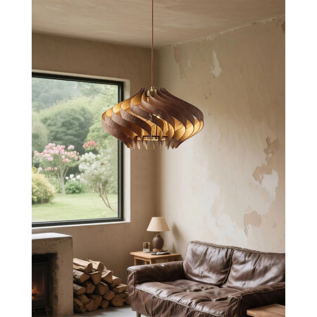 Japandi Houten Spiraal Hanglamp