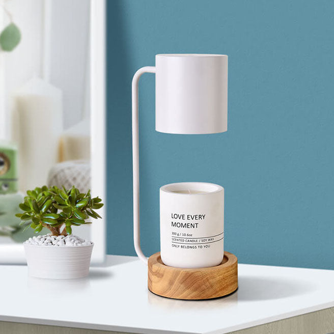 Lumio houten tafellamp met kaarshouder