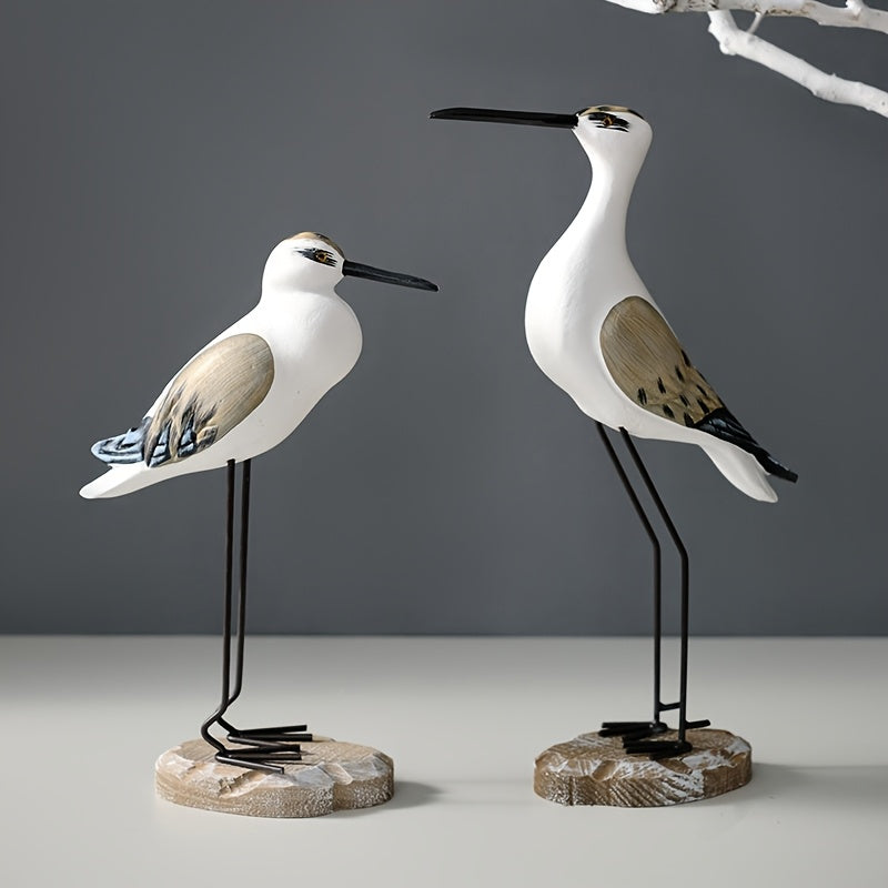 Vintage houten zeevogels beeldjesset