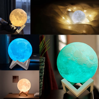Houten maanlamp met kleurenlicht en timerfunctie