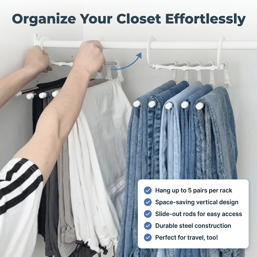 SmartCloset ruimtebesparende 5-laags broekhanger