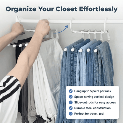 SmartCloset ruimtebesparende 5-laags broekhanger