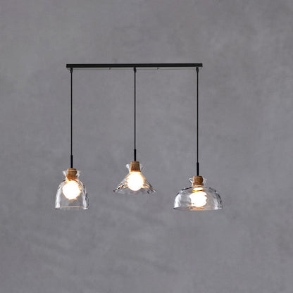 SMD Living moderne glazen hanglamp met houten accenten
