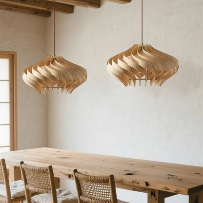 Japandi Houten Spiraal Hanglamp
