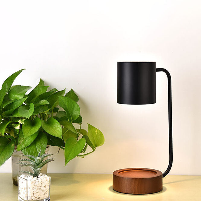 Lumio houten tafellamp met kaarshouder