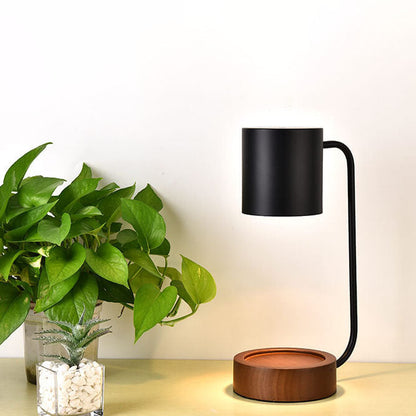 Lumio houten tafellamp met kaarshouder