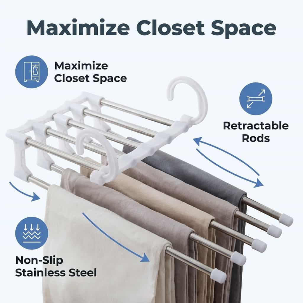 SmartCloset ruimtebesparende 5-laags broekhanger