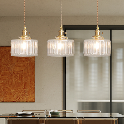 Vintage Cilindervormige Glazen Hanglamp