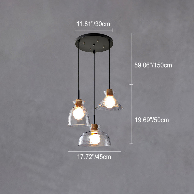SMD Living moderne glazen hanglamp met houten accenten