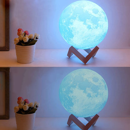 Houten maanlamp met kleurenlicht en timerfunctie