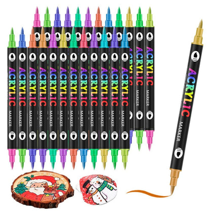 Dubbelzijdige Acrylmarker Tweekleurige Tekenstift