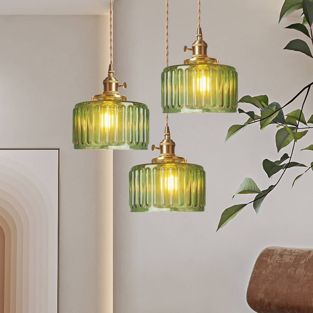 Vintage Cilindervormige Glazen Hanglamp