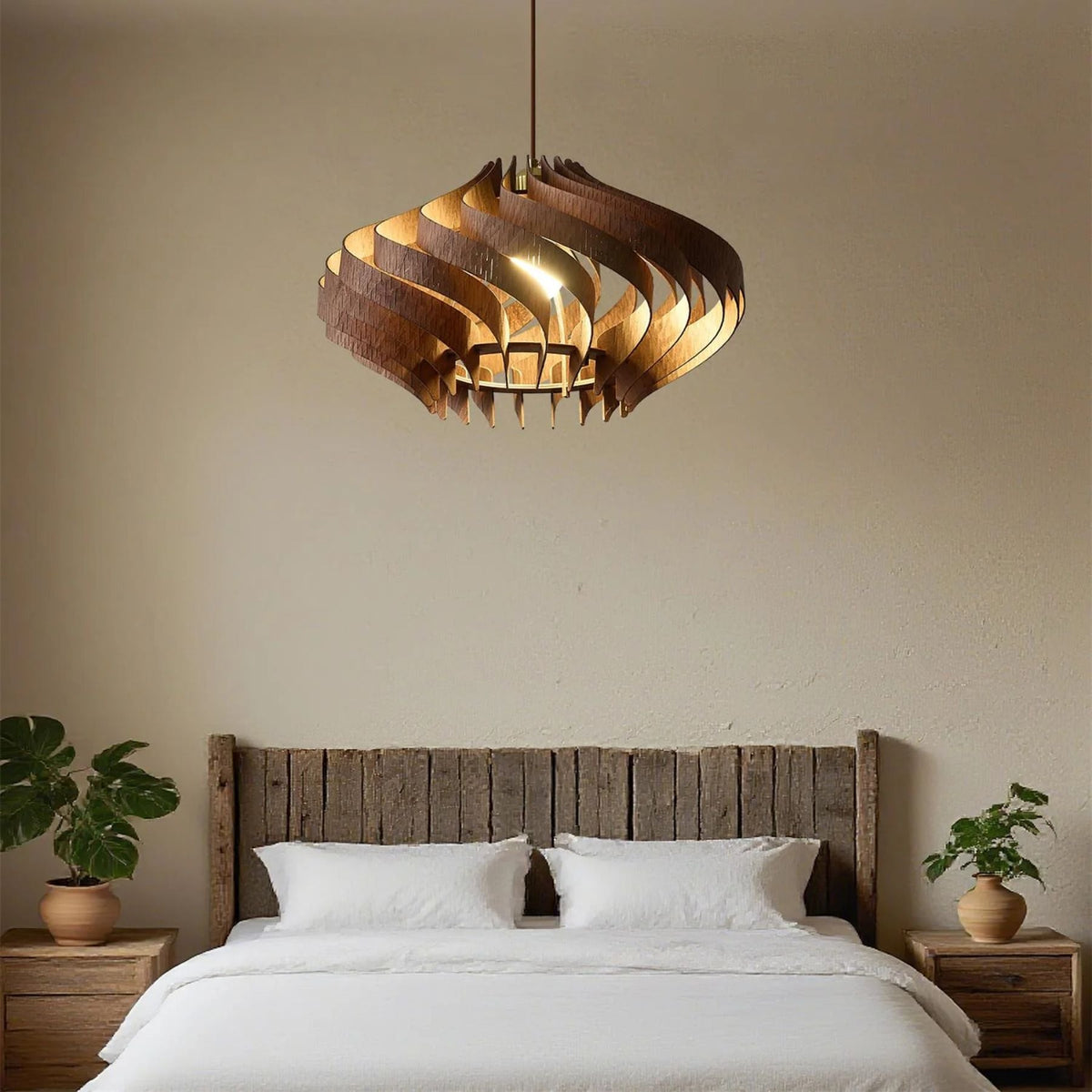 Japandi Houten Spiraal Hanglamp