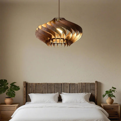 Japandi Houten Spiraal Hanglamp