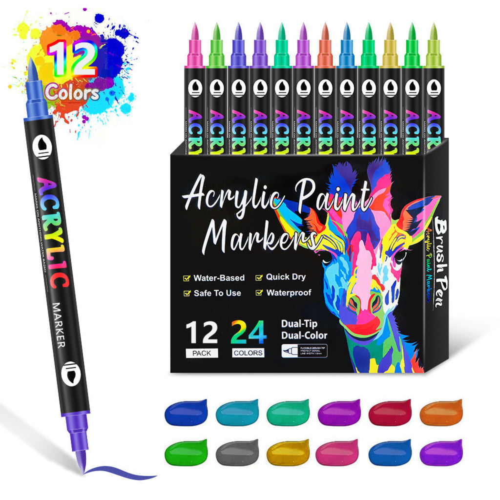 Dubbelzijdige Acrylmarker Tweekleurige Tekenstift