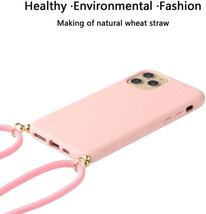 iPhone 15 Pro Crossbody TPU Hoesje met Koord Roze