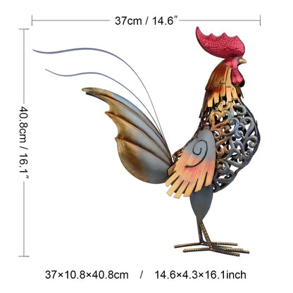 RustyRooster vintage metalen haan sculptuur