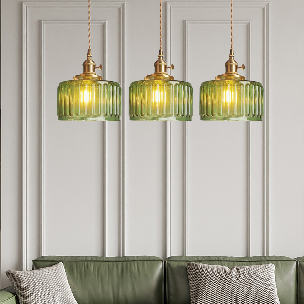 Vintage Cilindervormige Glazen Hanglamp