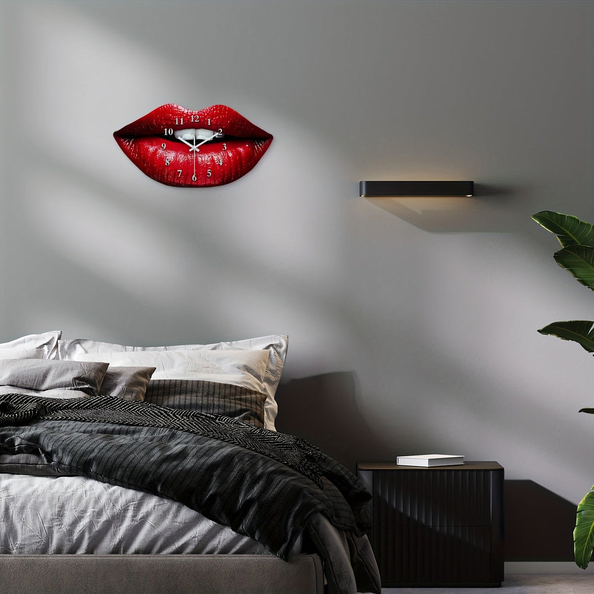 Constantplanet stille rode lippen wandklok