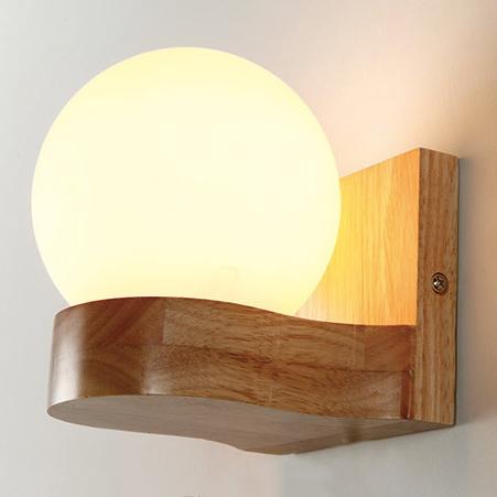 Lumio houten wandlamp met glazen kap