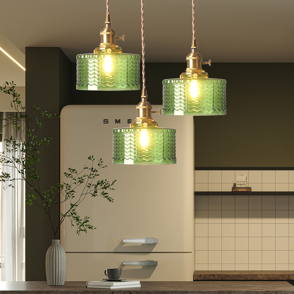 Vintage Cilindervormige Glazen Hanglamp