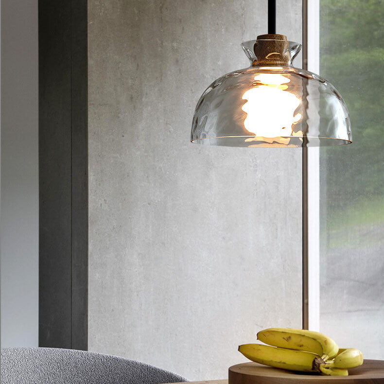 SMD Living moderne glazen hanglamp met houten accenten