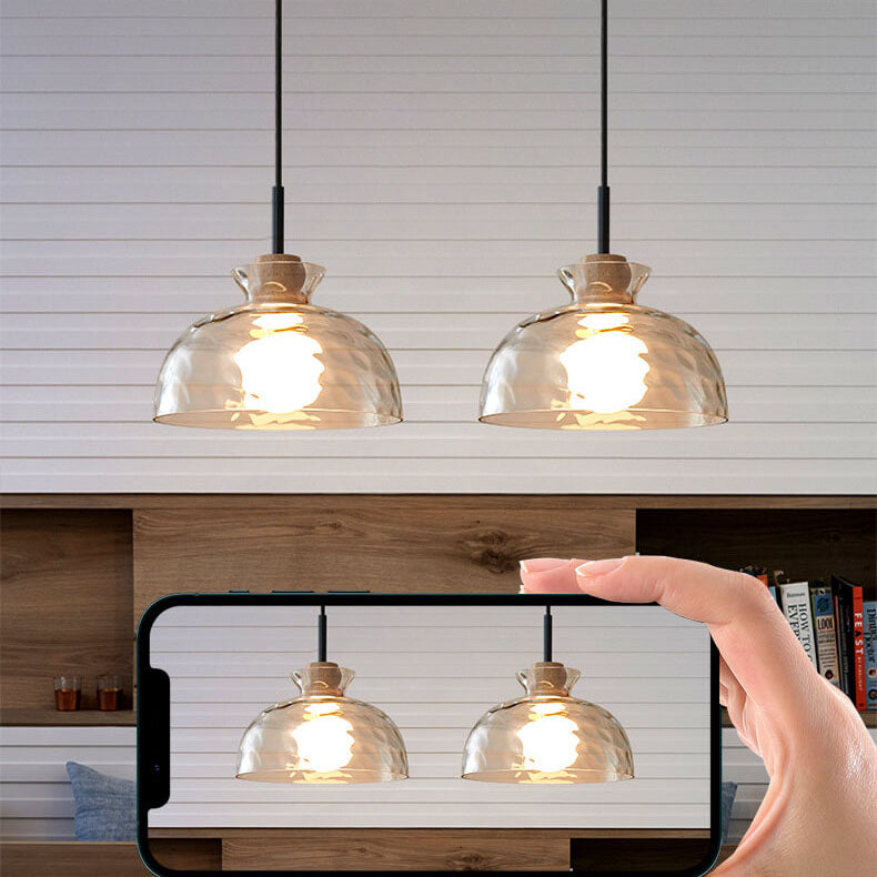 SMD Living moderne glazen hanglamp met houten accenten