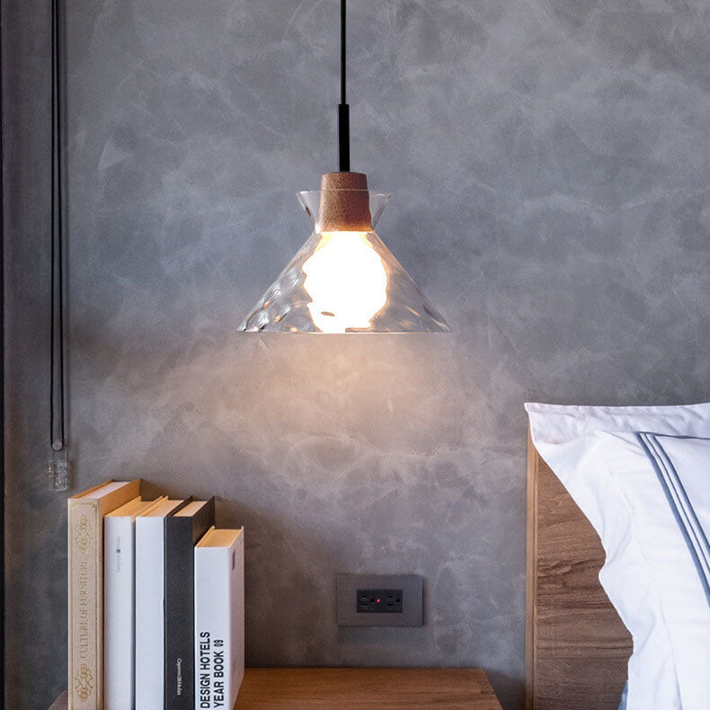 SMD Living moderne glazen hanglamp met houten accenten