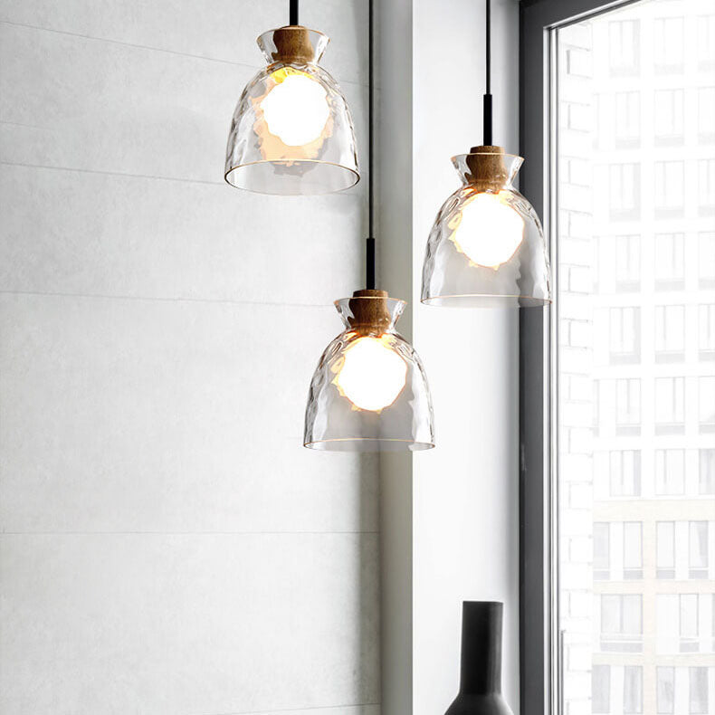 SMD Living moderne glazen hanglamp met houten accenten