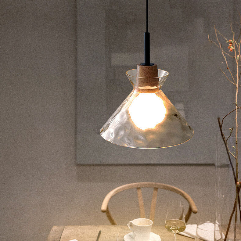 SMD Living moderne glazen hanglamp met houten accenten