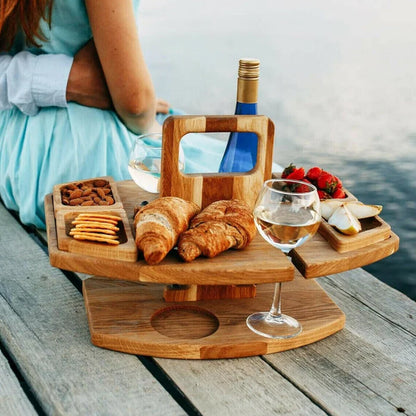 WineNest opvouwbare houten picknickwijntafel