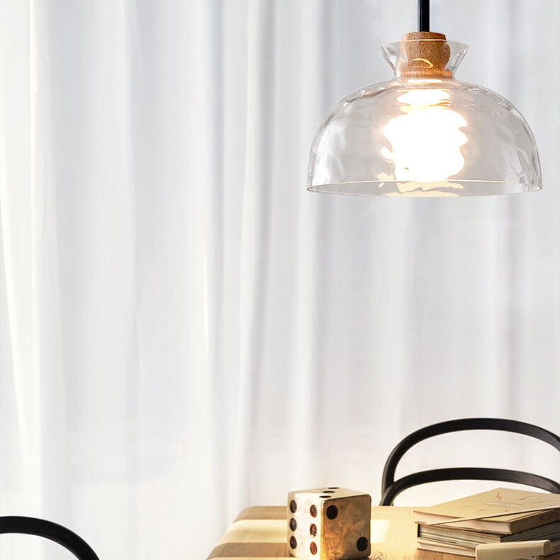 SMD Living moderne glazen hanglamp met houten accenten
