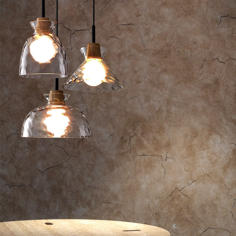 SMD Living moderne glazen hanglamp met houten accenten