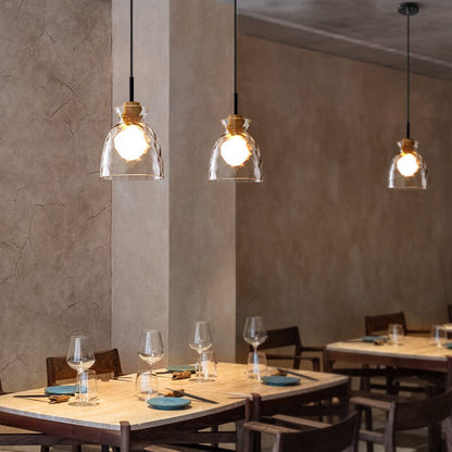 SMD Living moderne glazen hanglamp met houten accenten